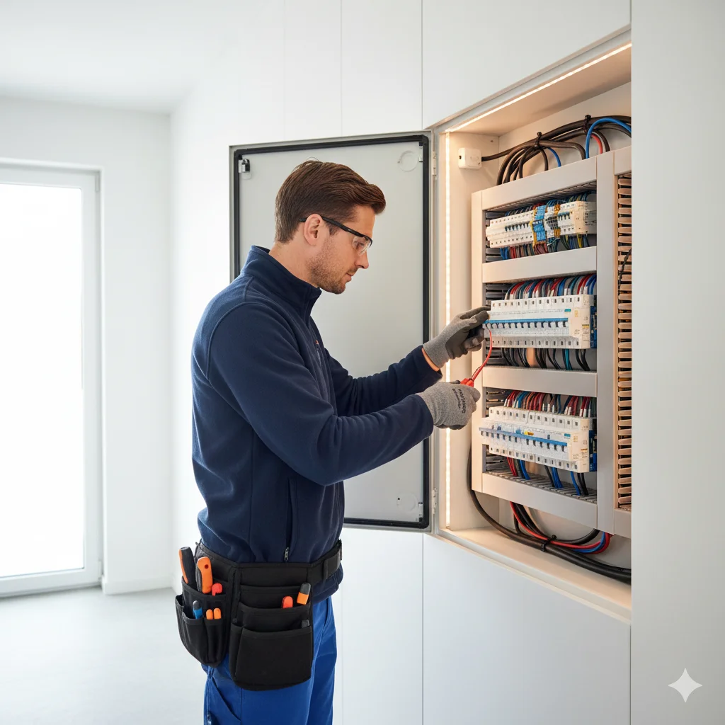 Elektriker ved eltavle